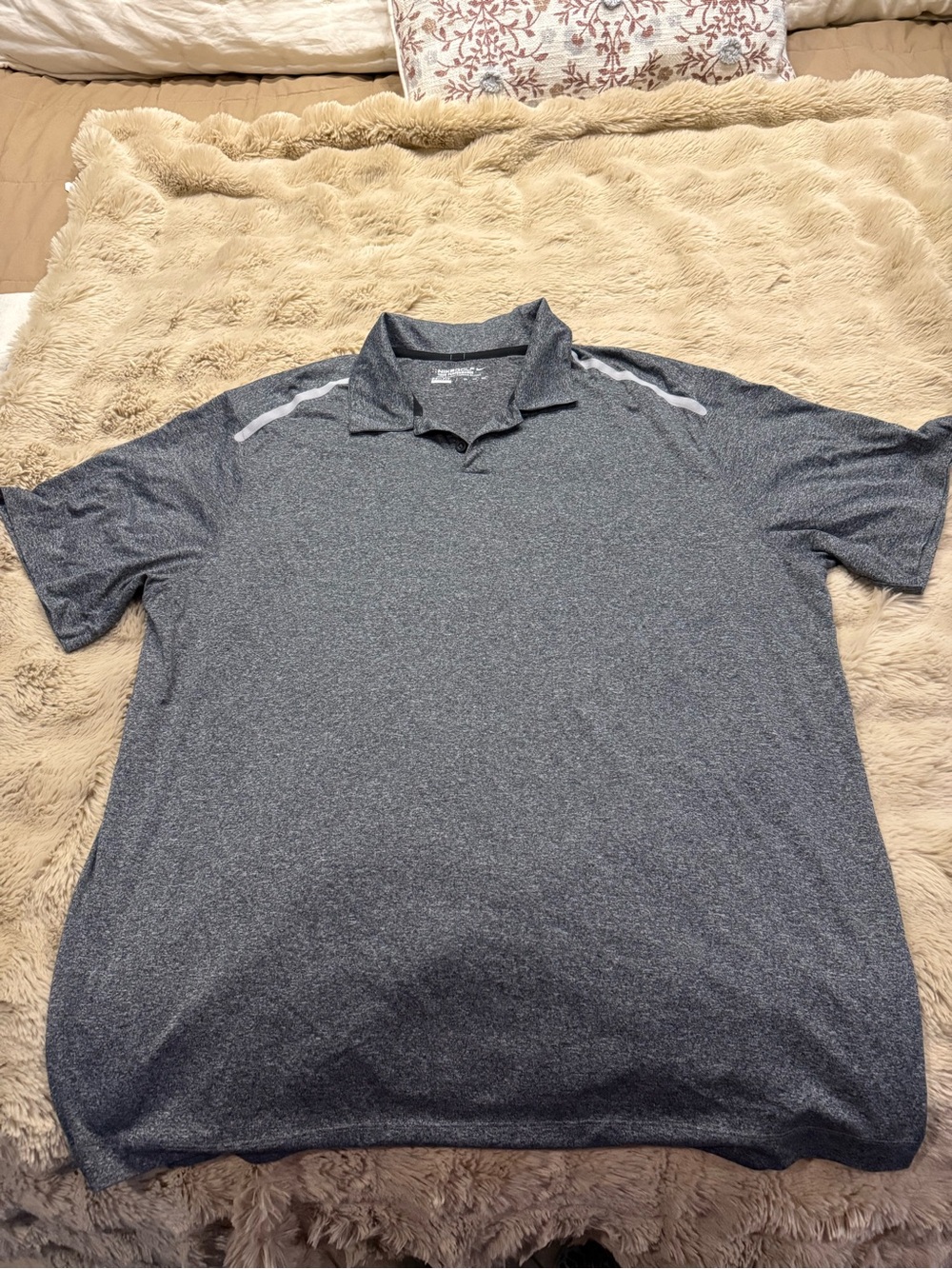 Nike Golf Men's Dark Gray Heather Performance Polo with Contrast Shoulder Detail